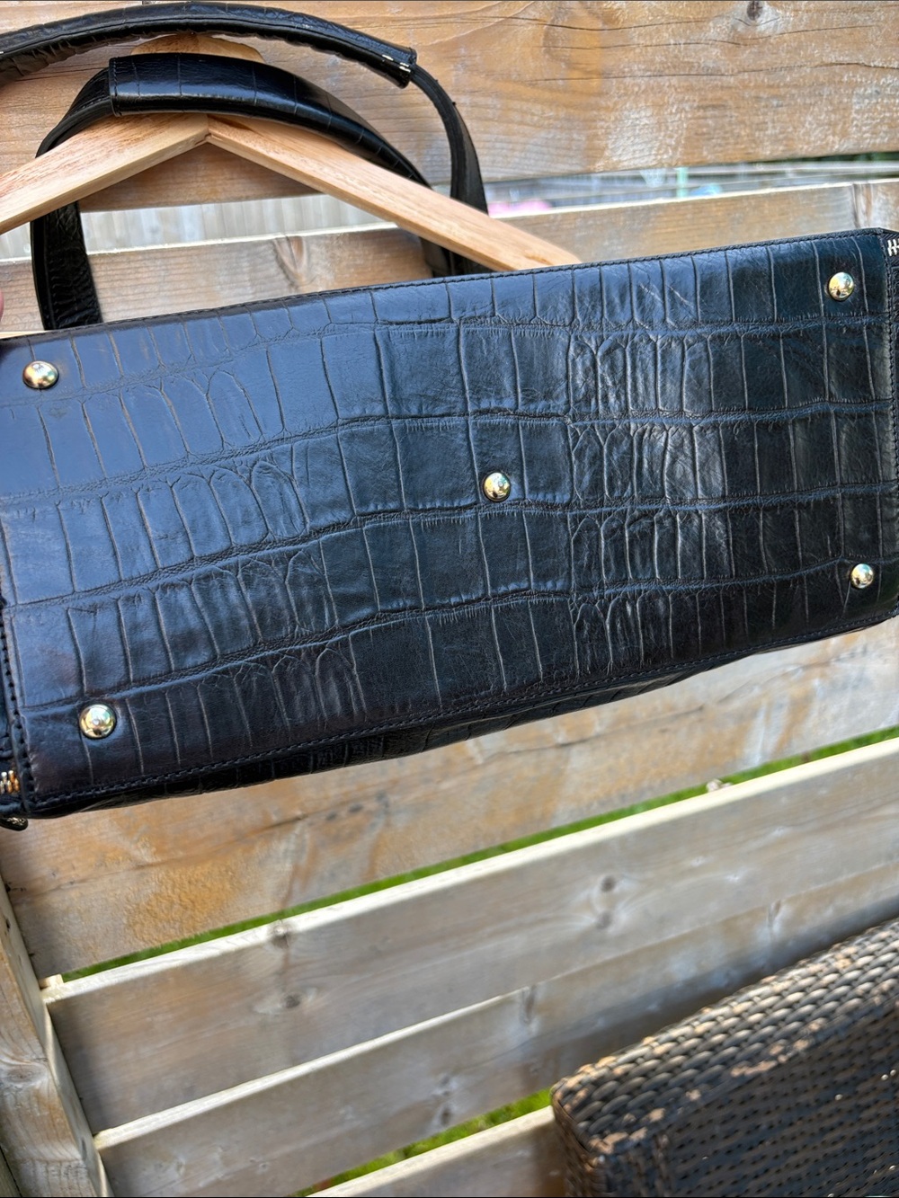 Zara large Black Croc-Embossed Leather Tote - Picture 4 of 9
